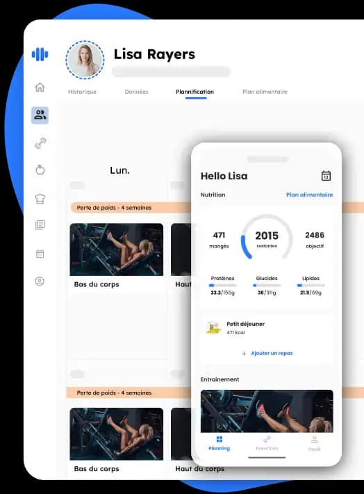 Dashboard de l'application web Traener destinée aux coachs sportifs