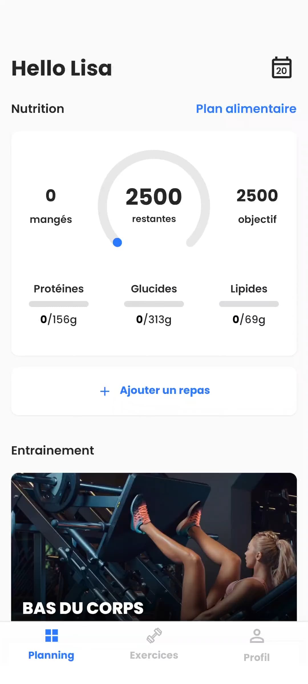 Dashboard de l'application web Traener destinée aux coachs sportifs