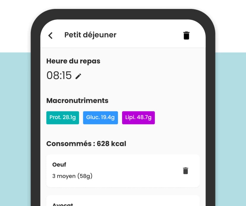 Enregistrez vos repas pour avoir un suivi nutritionel détaillé